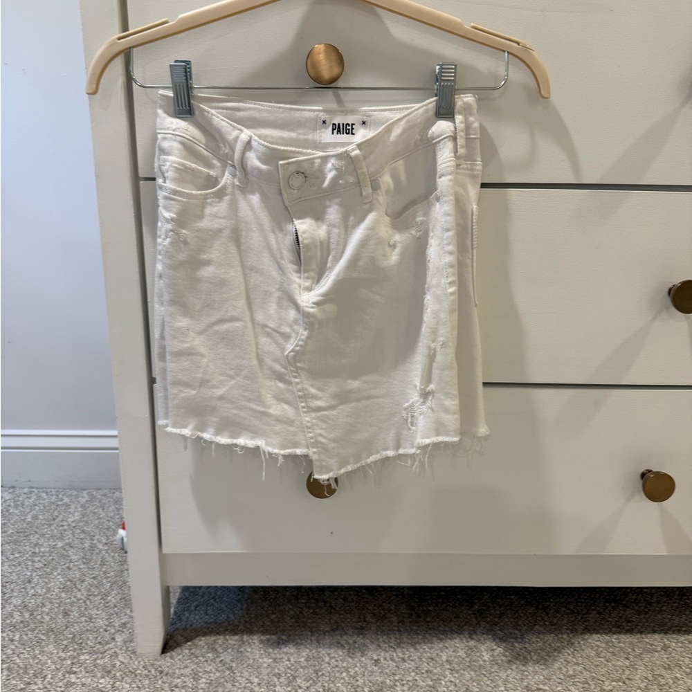 PAIGE Off-White Frayed Hem Skirt